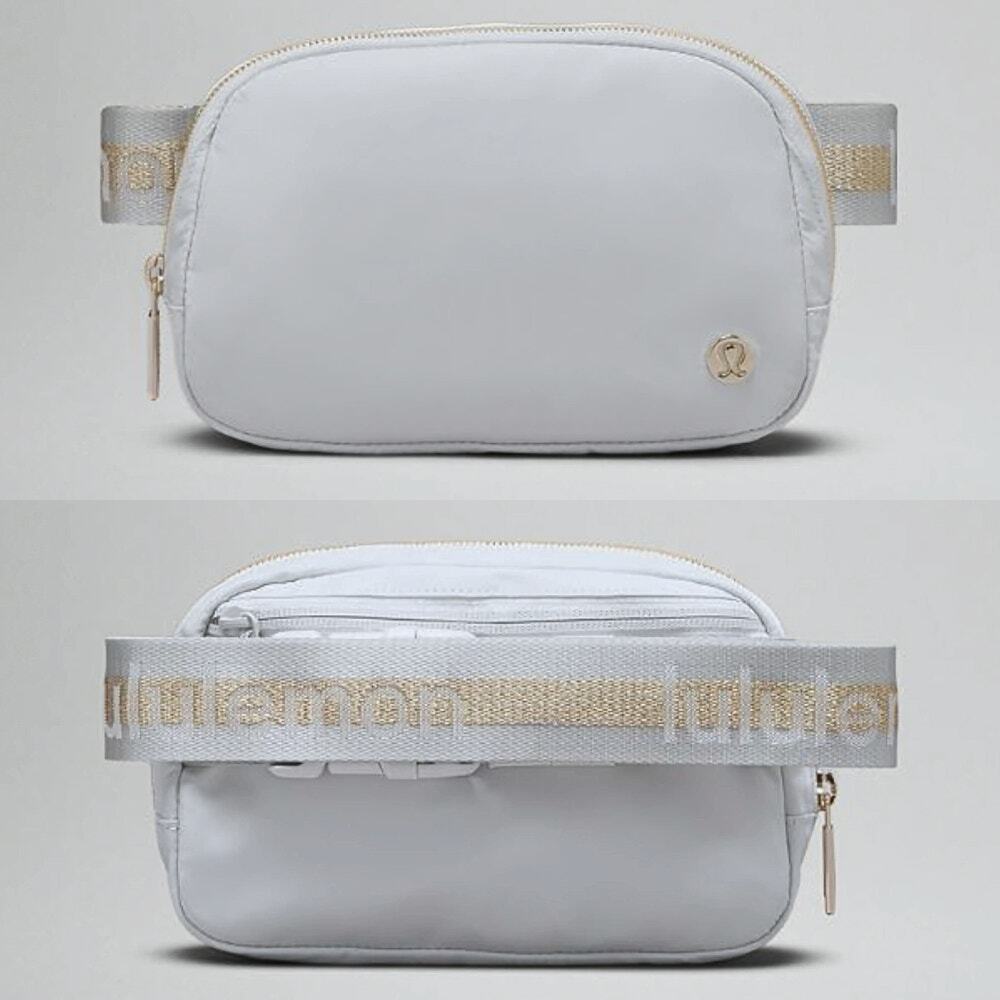 NEW Lululemon Everywhere Crossbody Belt Bag 1L Wordmark - Gray Silver and Gold